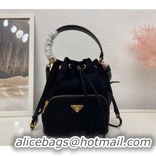 Good Taste Prada Duet Nylon Bucket Shoulder Bag 1BH038 Black 2025