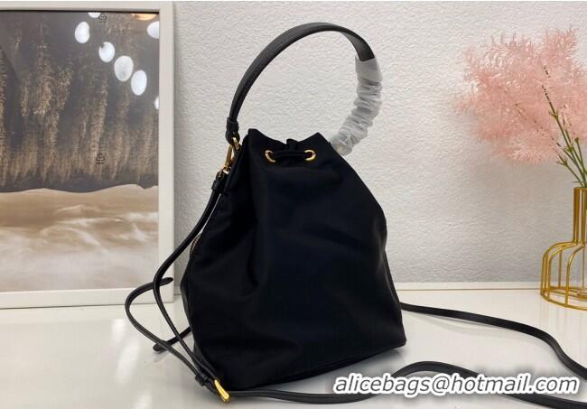 Good Taste Prada Duet Nylon Bucket Shoulder Bag 1BH038 Black 2025