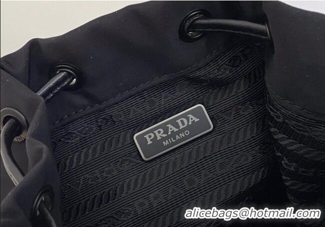 Buy Fashionable Prada Duet Nylon Bucket Bag 1BH038 Black 2025