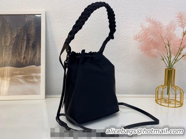 Buy Fashionable Prada Duet Nylon Bucket Bag 1BH038 Black 2025