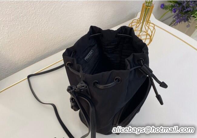 Buy Fashionable Prada Duet Nylon Bucket Bag 1BH038 Black 2025