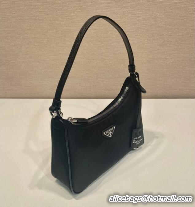Buy Cheap Prada Re-Edition 2005 Re-Nylon and Saffiano hobo mini bag 1N204M Black/Silver 2025