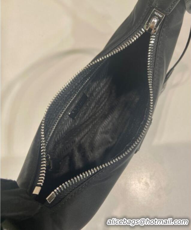 Buy Cheap Prada Re-Edition 2005 Re-Nylon and Saffiano hobo mini bag 1N204M Black/Silver 2025