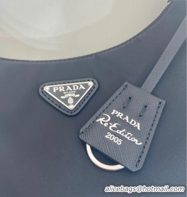 Buy Cheap Prada Re-Edition 2005 Re-Nylon and Saffiano hobo mini bag 1N204M Black/Silver 2025
