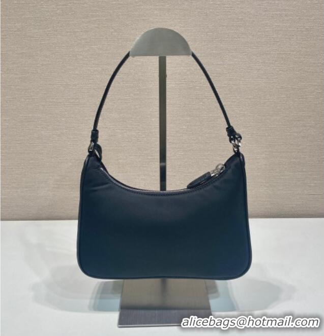 Buy Cheap Prada Re-Edition 2005 Re-Nylon and Saffiano hobo mini bag 1N204M Black/Silver 2025
