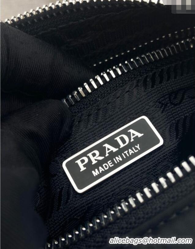 Buy Cheap Prada Re-Edition 2005 Re-Nylon and Saffiano hobo mini bag 1N204M Black/Silver 2025