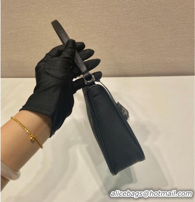 Buy Cheap Prada Re-Edition 2005 Re-Nylon and Saffiano hobo mini bag 1N204M Black/Silver 2025