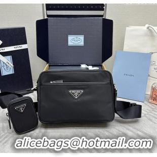 Big Discount Prada Mens Re-Nylon and Saffiano shoulder bag 2VH048 Black 2025