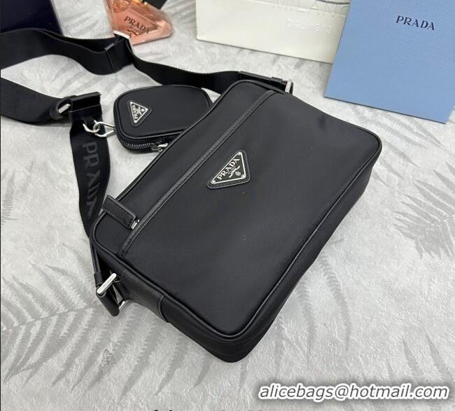 Big Discount Prada Mens Re-Nylon and Saffiano shoulder bag 2VH048 Black 2025