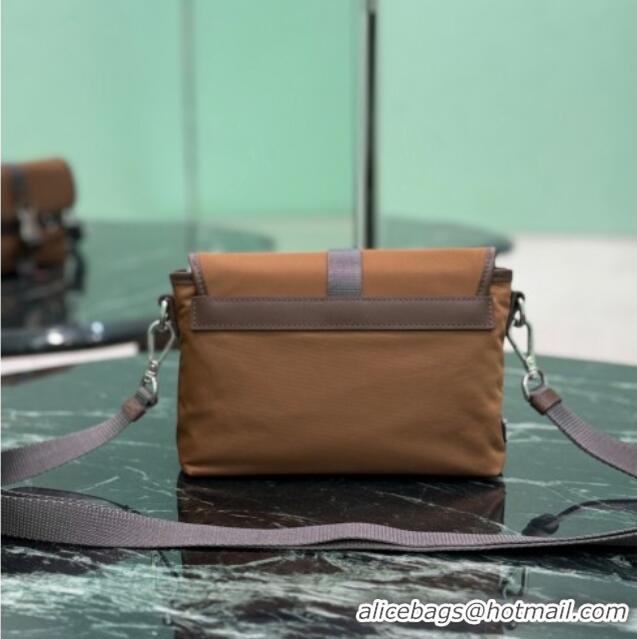 Best Quality Prada Mens Re-Nylon and leather smartphone case 2ZT071 Brandy Brown 2025