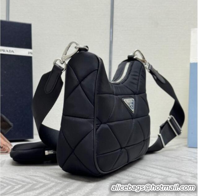 Unique Discount Prada Padded Re-Nylon shoulder bag 1BC151 Black 2025