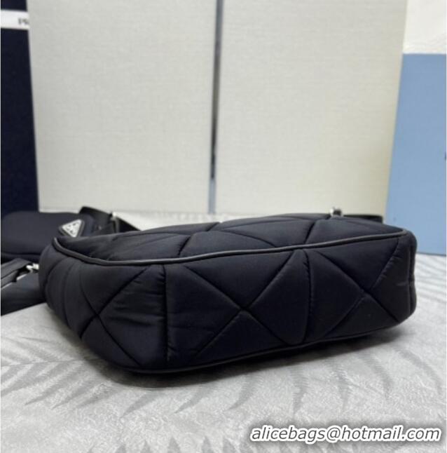 Unique Discount Prada Padded Re-Nylon shoulder bag 1BC151 Black 2025