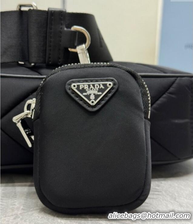 Unique Discount Prada Padded Re-Nylon shoulder bag 1BC151 Black 2025