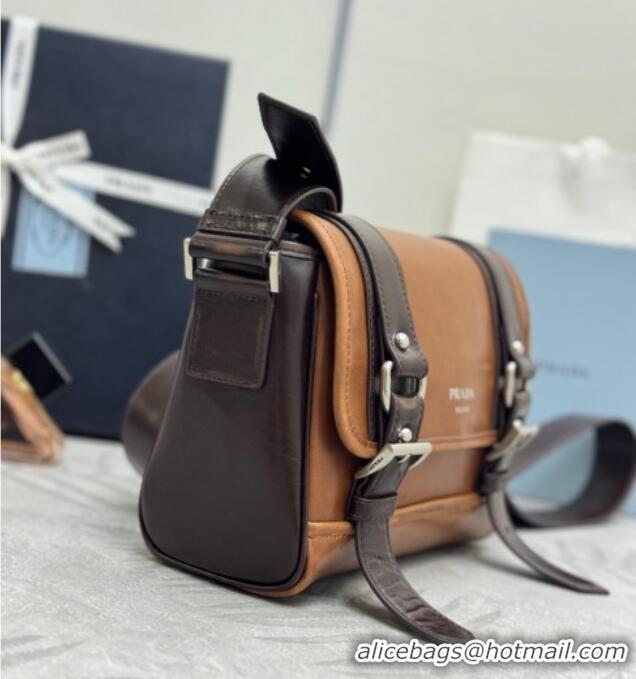Luxury Cheap Prada Mens Leather shoulder bag 2VD078 Caramel Brown 2025