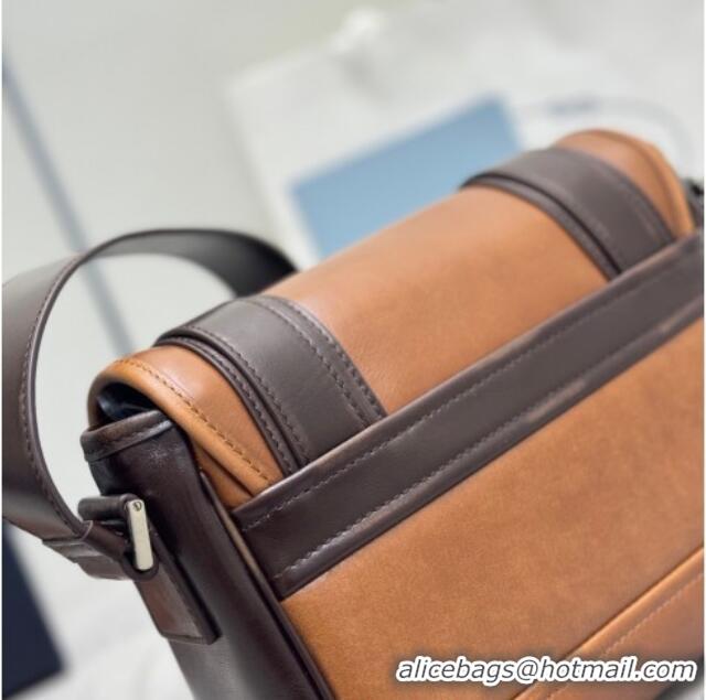 Luxury Cheap Prada Mens Leather shoulder bag 2VD078 Caramel Brown 2025