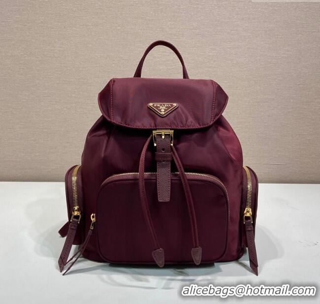 Affordable Price Prada Small Re-Nylon backpack bag 1BZ081 Burgundy 2025