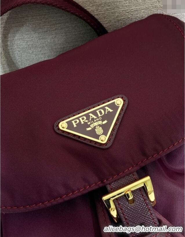 Affordable Price Prada Small Re-Nylon backpack bag 1BZ081 Burgundy 2025