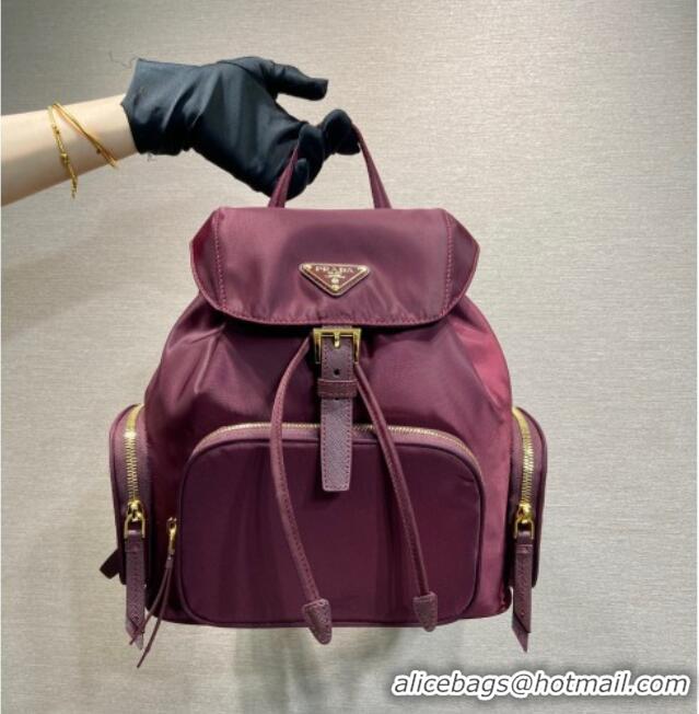 Affordable Price Prada Small Re-Nylon backpack bag 1BZ081 Burgundy 2025