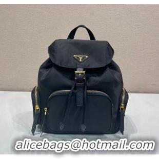 Luxury Discount Prada Small Re-Nylon backpack bag 1BZ081 Black/Gold 2025