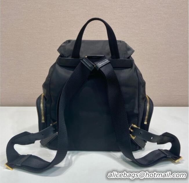 Luxury Discount Prada Small Re-Nylon backpack bag 1BZ081 Black/Gold 2025