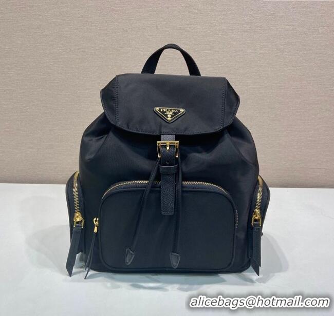 Luxury Discount Prada Small Re-Nylon backpack bag 1BZ081 Black/Gold 2025
