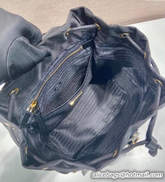 Luxury Discount Prada Small Re-Nylon backpack bag 1BZ081 Black/Gold 2025