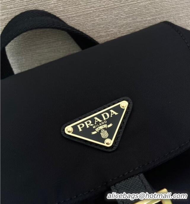 Luxury Discount Prada Small Re-Nylon backpack bag 1BZ081 Black/Gold 2025