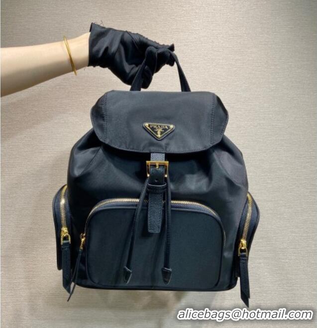 Luxury Discount Prada Small Re-Nylon backpack bag 1BZ081 Black/Gold 2025