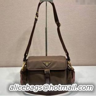 Grade Design Prada Explore medium Re-Nylon shoulder bag with flap 1BD394 Burnt Brown 2025