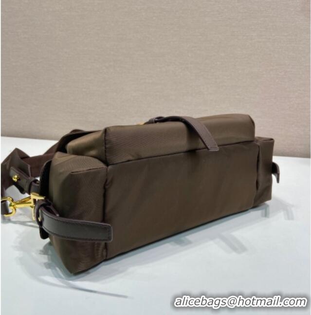 Grade Design Prada Explore medium Re-Nylon shoulder bag with flap 1BD394 Burnt Brown 2025