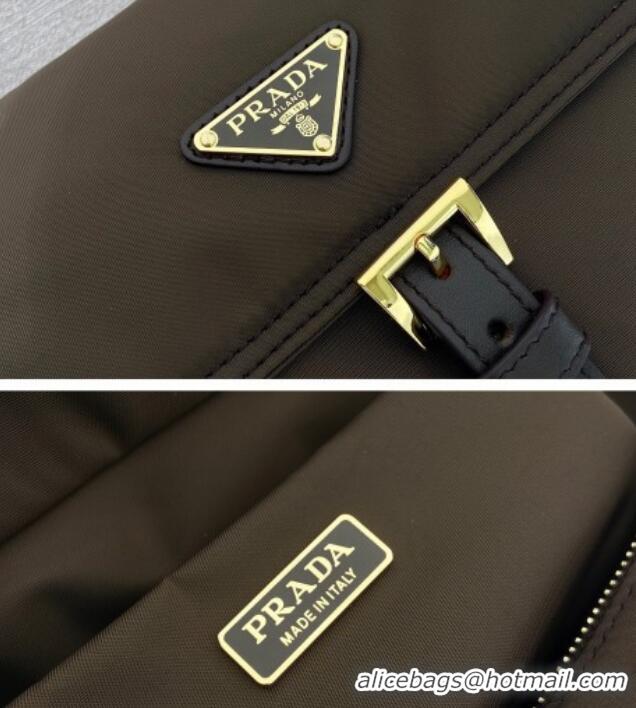 Grade Design Prada Explore medium Re-Nylon shoulder bag with flap 1BD394 Burnt Brown 2025