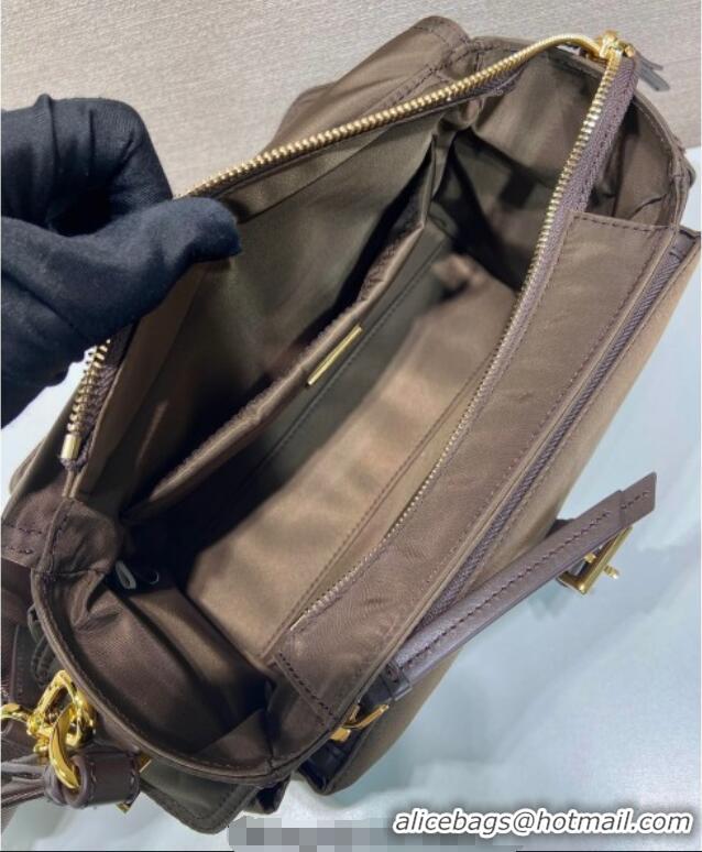 Grade Design Prada Explore medium Re-Nylon shoulder bag with flap 1BD394 Burnt Brown 2025