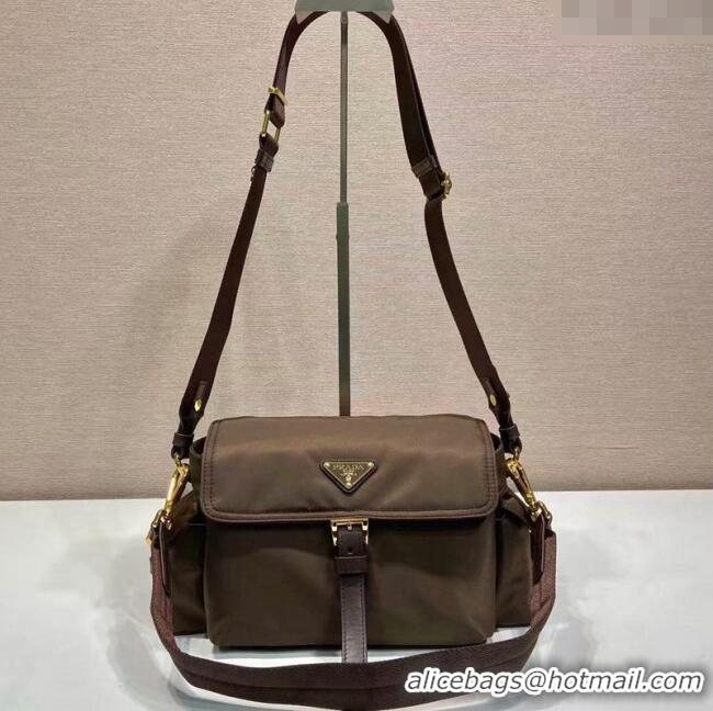 Grade Design Prada Explore medium Re-Nylon shoulder bag with flap 1BD394 Burnt Brown 2025