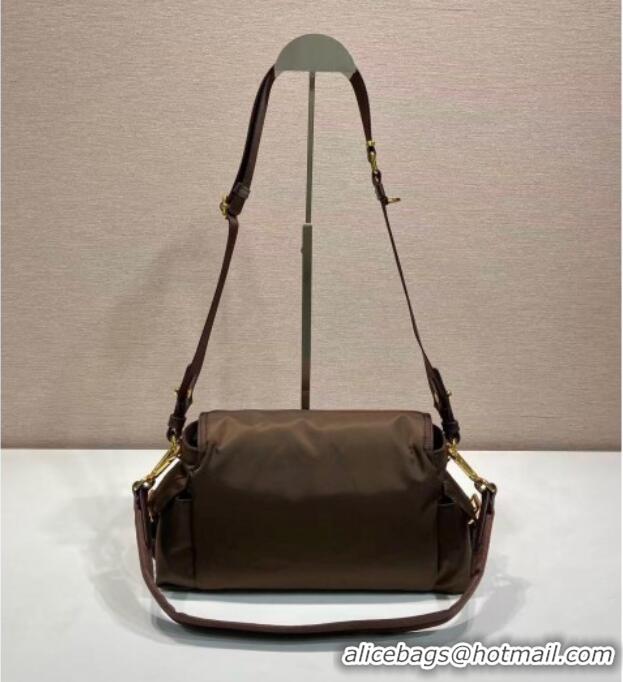 Grade Design Prada Explore medium Re-Nylon shoulder bag with flap 1BD394 Burnt Brown 2025