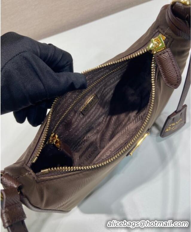 Traditional Specials Prada Re-Edition 2005 Re-Nylon and Saffiano hobo mini bag 1N204M Burnt Brown 2025