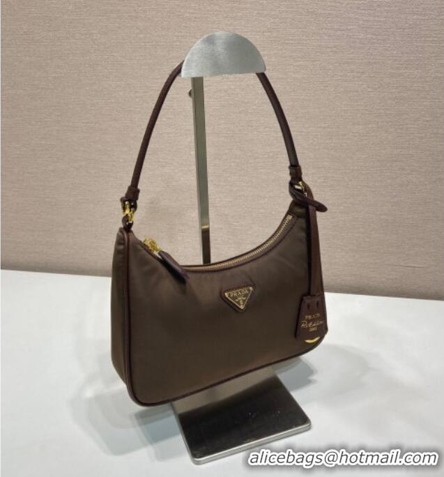 Traditional Specials Prada Re-Edition 2005 Re-Nylon and Saffiano hobo mini bag 1N204M Burnt Brown 2025
