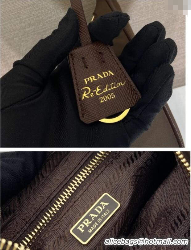 Traditional Specials Prada Re-Edition 2005 Re-Nylon and Saffiano hobo mini bag 1N204M Burnt Brown 2025