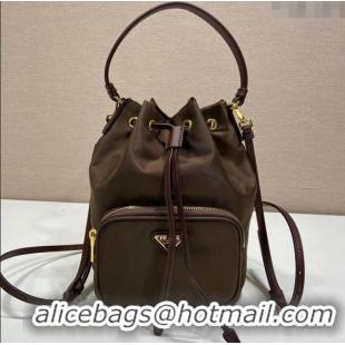 Reasonable Price Prada Duet Re-Nylon bucket bag 1BH038 Burnt Brown 2025
