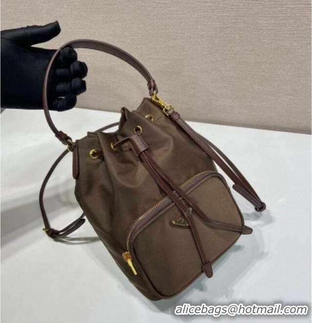 Reasonable Price Prada Duet Re-Nylon bucket bag 1BH038 Burnt Brown 2025