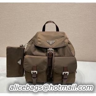 Big Discount Prada Medium Re-Nylon Backpack Bag 1BZ811 Burnt Brown 2025