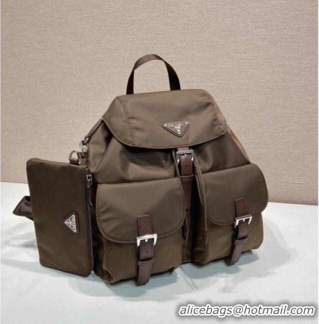 Big Discount Prada Medium Re-Nylon Backpack Bag 1BZ811 Burnt Brown 2025