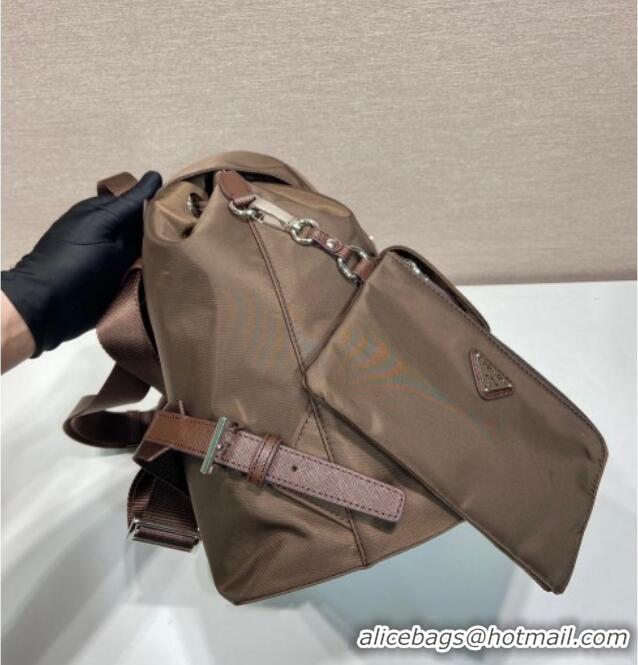 Big Discount Prada Medium Re-Nylon Backpack Bag 1BZ811 Burnt Brown 2025
