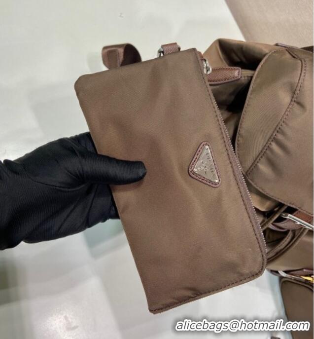 Big Discount Prada Medium Re-Nylon Backpack Bag 1BZ811 Burnt Brown 2025