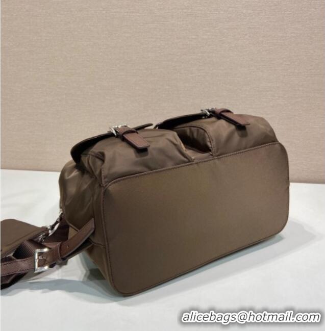 Big Discount Prada Medium Re-Nylon Backpack Bag 1BZ811 Burnt Brown 2025