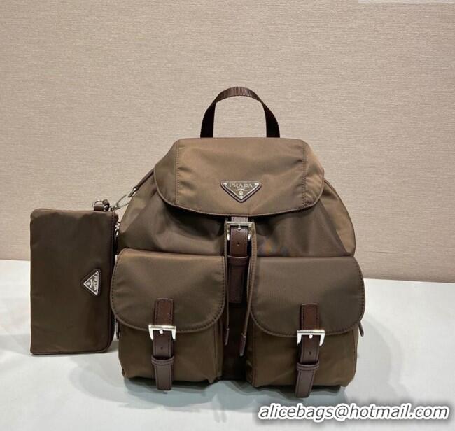 Big Discount Prada Medium Re-Nylon Backpack Bag 1BZ811 Burnt Brown 2025