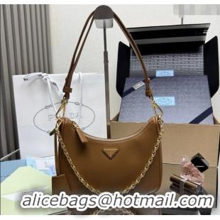 Luxury Cheap Prada Re-Edition Saffiano leather mini bag 1BC204 Brown 2025