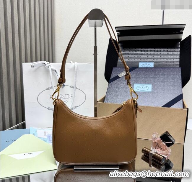 Luxury Cheap Prada Re-Edition Saffiano leather mini bag 1BC204 Brown 2025