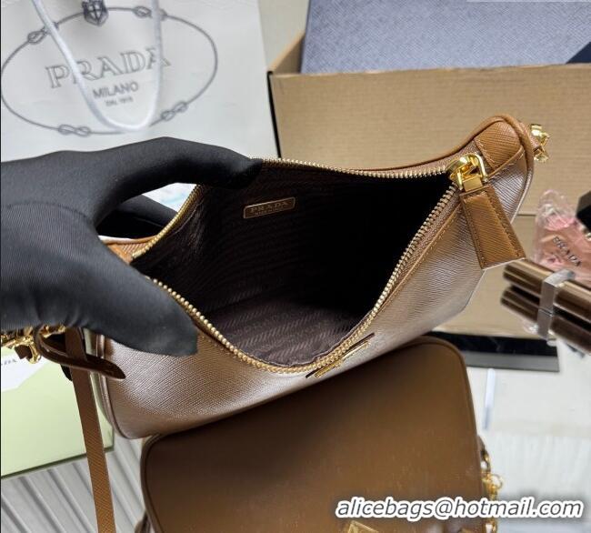 Luxury Cheap Prada Re-Edition Saffiano leather mini bag 1BC204 Brown 2025