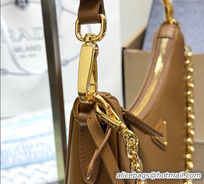 Luxury Cheap Prada Re-Edition Saffiano leather mini bag 1BC204 Brown 2025