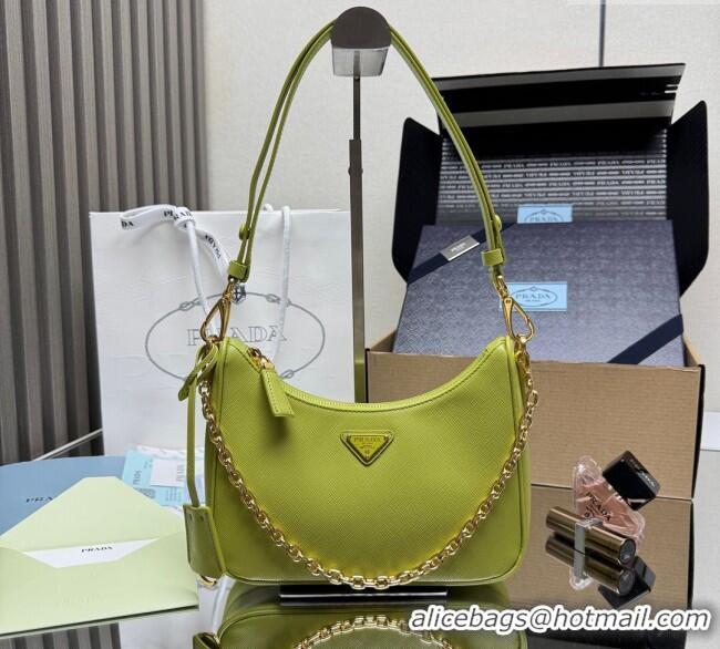 Top Grade Prada Re-Edition Saffiano leather mini bag 1BC204 Green 2025